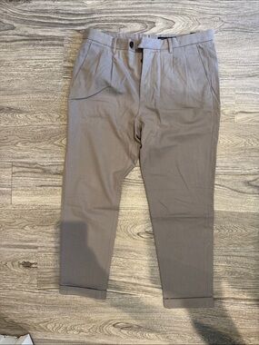 All Saints Men’s Grey Pleated Chinos
